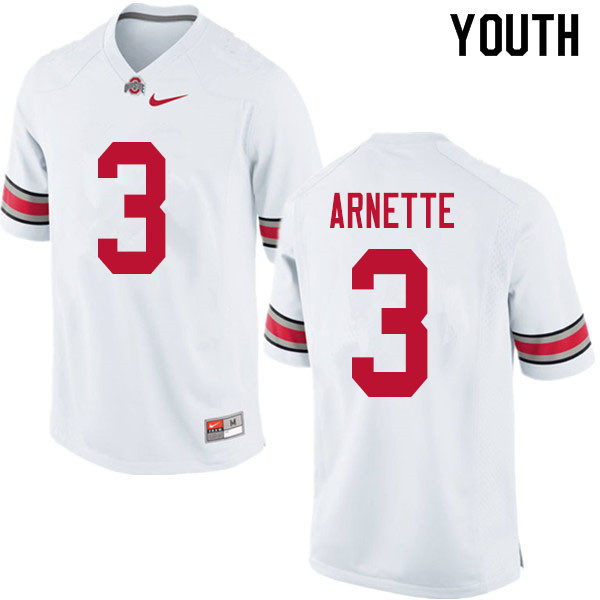 Ohio State Buckeyes Damon Arnette Youth #3 White Authentic Stitched College Football Jersey